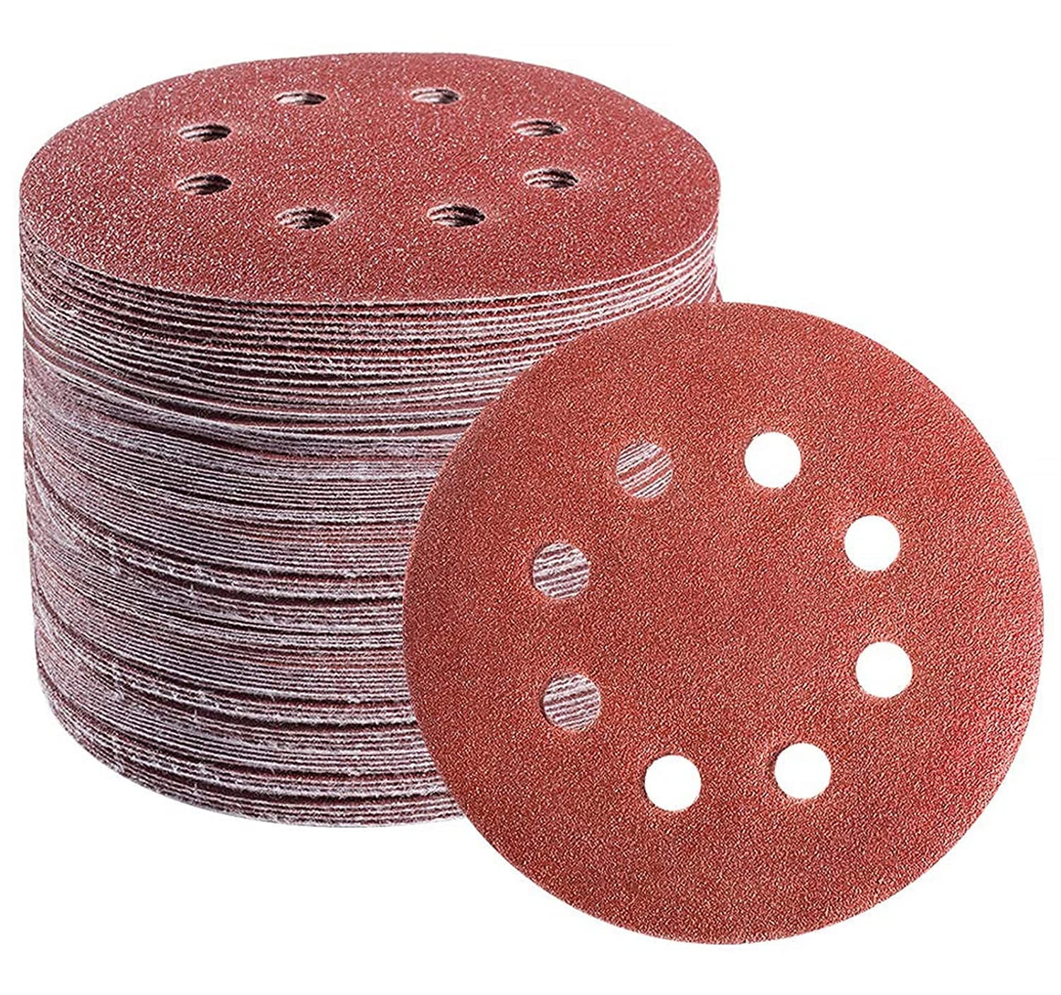 S SATC 72PCS 5" Assorted Grit Sanding Discs 40 60 80 120 180 240 320 Grit Hook & Loop Aluminum Oxide Paper