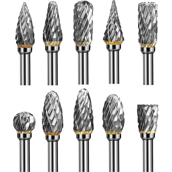 SATC Tungsten Carbide Rotary Burr Bit Set 1/8" Cutting Carving Burrs for Dremel Tool