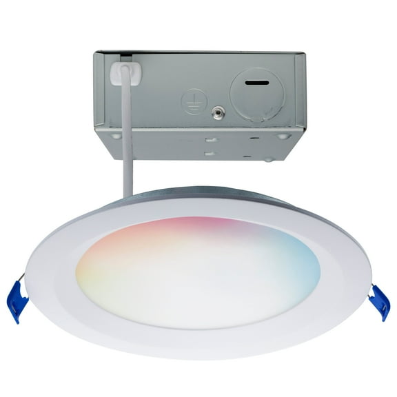 Satco 12W LED Direct Wire Low Profile Regress Baffle Downlight 6in. Round Starfish IOT Tunable White RGB 120V 90 CRI