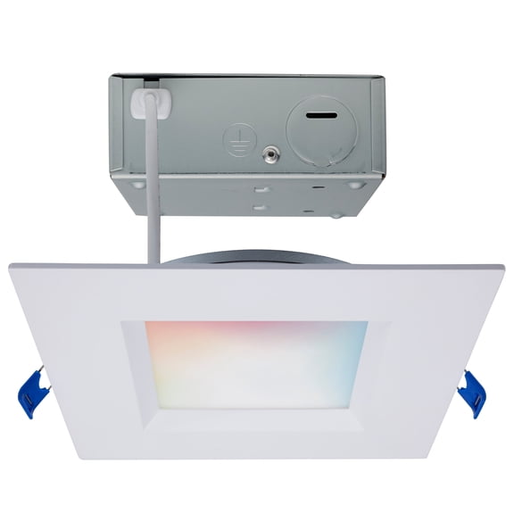 Satco 12W LED Direct Wire Low Profile Regress Baffle Downlight 6in. Square Starfish IOT Tunable White RGB 120V 90 CRI