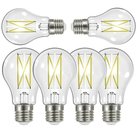 SATCO S12418 8W 120V LED Bulb A19 E26 Base 5000K Dimmable (6 Pack)