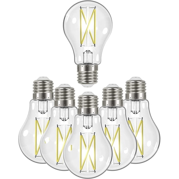 SATCO S12418 8W 120V LED Bulb A19 E26 Base 5000K Dimmable (6 Pack)