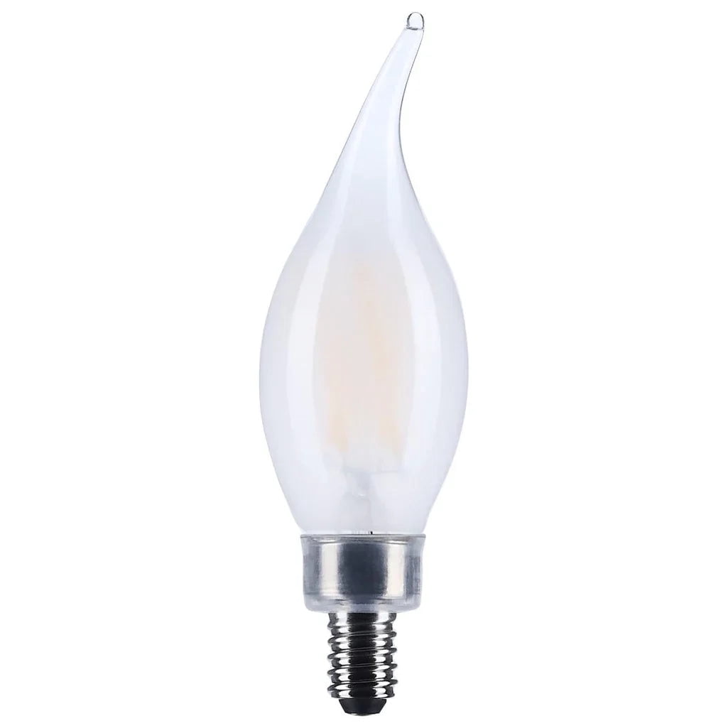 SATCO S12507 CA10 LED Flame Light Bulbs 4W 120V Frosted Glass 3500K 350 Lumen E12 Candelabra Base Dimmable Wet Location (6 Pack)