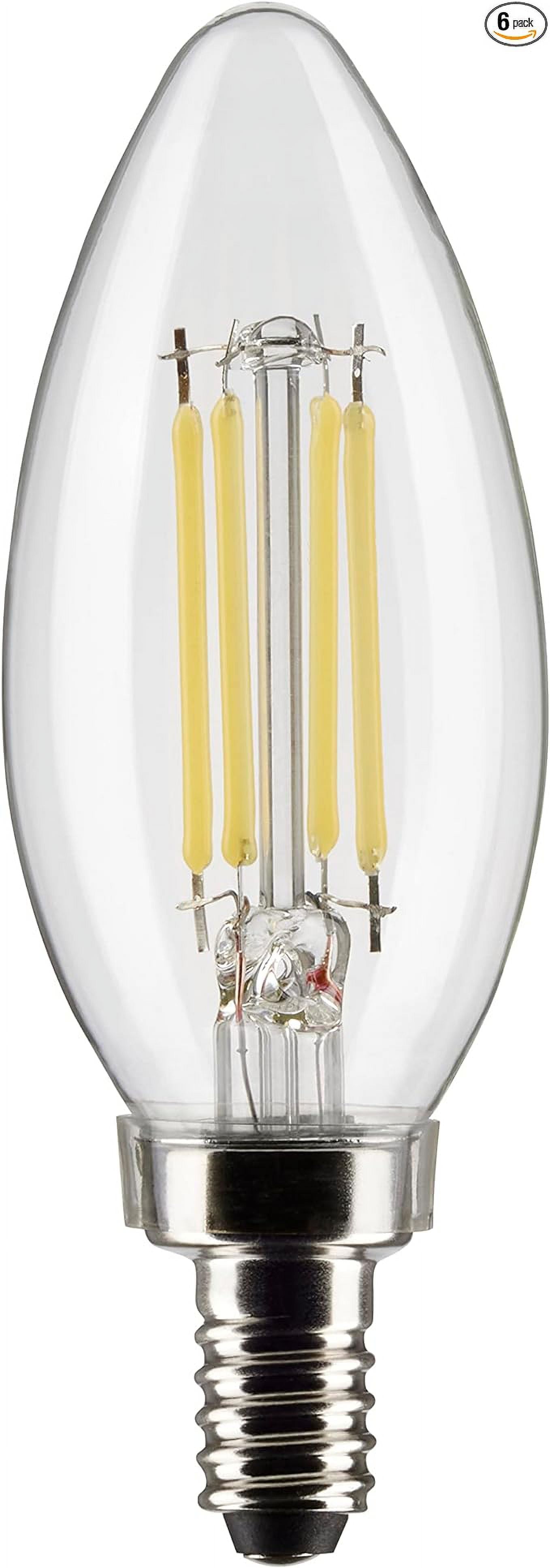 SATCO S21274 5.5W B11 90 CRI 3000K 120V LED Candelabra Base Bulb, Clear (6 Pack)