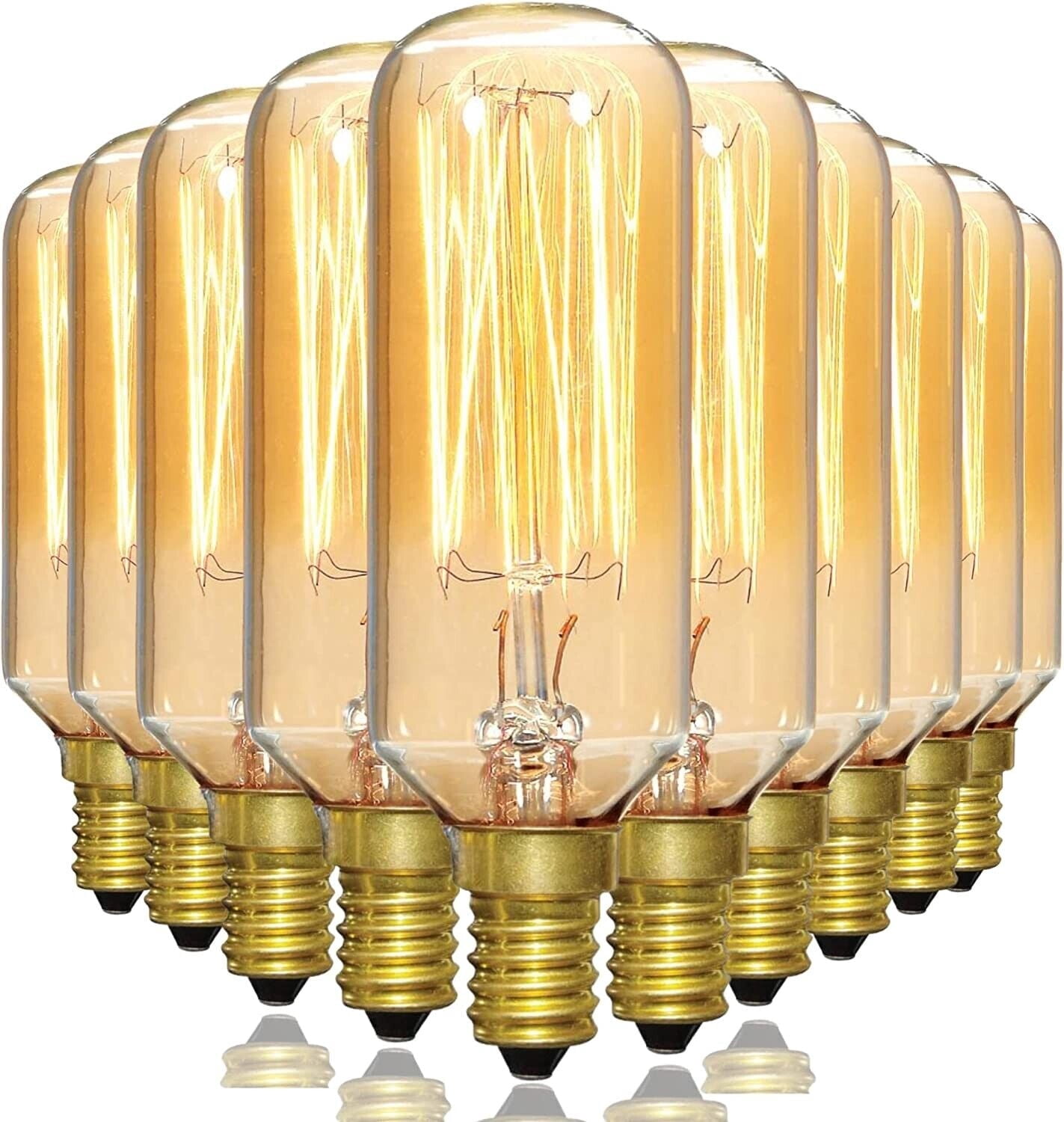 SATCO S2420 40W 120V T9 Incandescent Bulb Clear Gold Vintage E12 Candelabra Base (10 Pack)