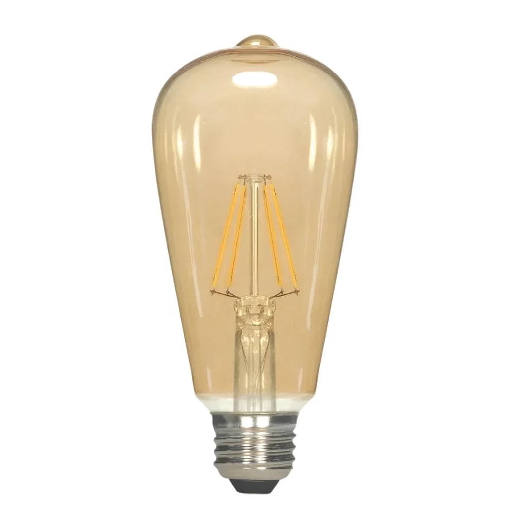 7W ST19 LED - Transparent Amber - Medium base - 2000K - 650 Lumens - 120V - 6-PACK