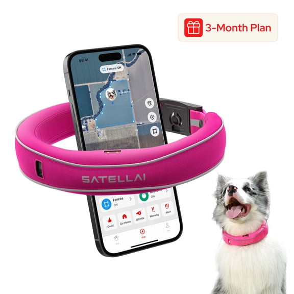 SATELLAI Collar Smart GPS Dog Collar with AI Pet Intelligence, Wireless Virtual Fence, Boundary Training, Live GPS Tracking, Escape Alerts, Two-Way Audio, Health Monitoring, IP68 Waterproof
