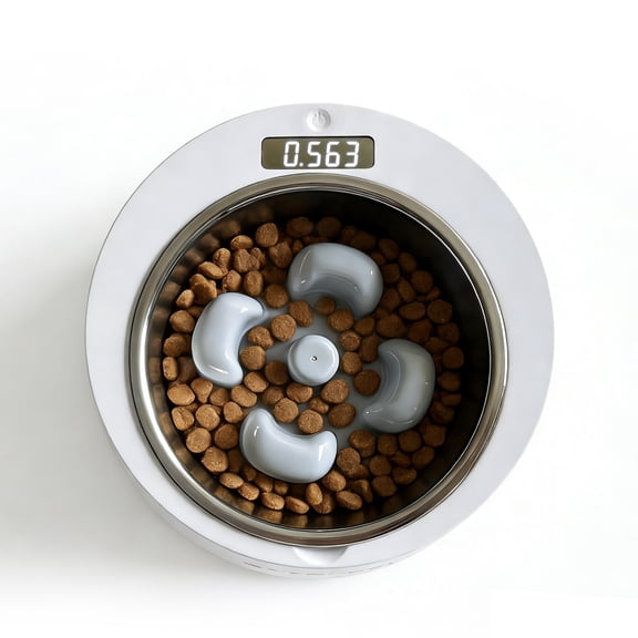 SATELLAI Smart Dog Bowl with Weight & Slow-Feed Function, Accurate Digital Scale, Removable Slow Feeder Insert, Dishwasher Safe, Ideal for Small to Medium Dogs