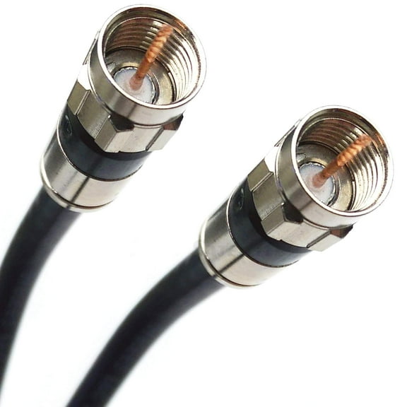 SATELLITE 75ft Black 3X Indoor Outdoor RG-6 Coaxial Cable Nickel-Plated Brass Connector 75 Ohm (Satellite TV, Broadband Internet, Ham Radio, OTA Antenna Coax) Assembled in