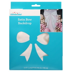 Large White Satin Bow Backdrop Decoration, 7.1' x 4.6', by Way To Celebrate