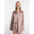 thumbnail image 1 of Kacey Lee Women's Satin Sleep Shirt with Long Sleeves, Size XS-XXL, 1 of 5