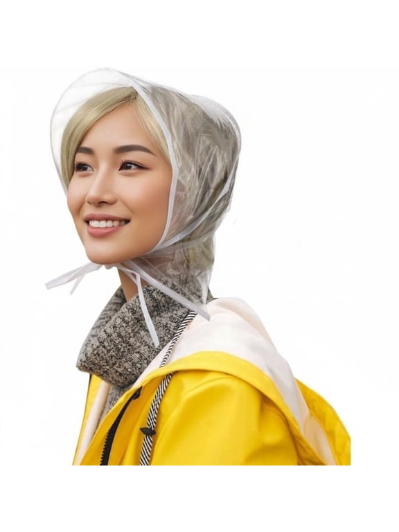 12 Pieces Rain Bonnet with Visor Clear Plastic Waterproof Rain Hats Scarf for Women Lady Female Wear