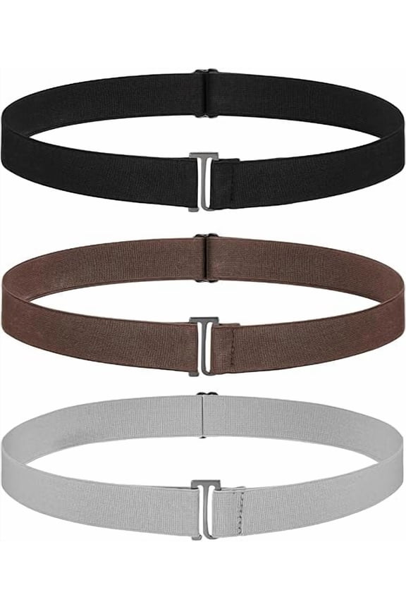 SATINIOR 3 Pack Women Elastic Stretch Belt Invisible Belts with Flat Buckle for Jeans Pants Dresses