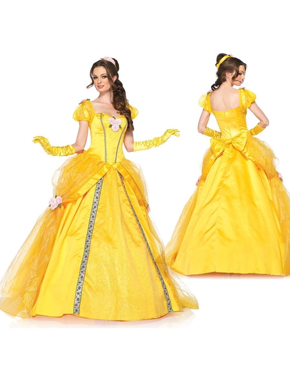 Women's Classic Belle Princess Halloween Costume with Petticoat and Sleeve