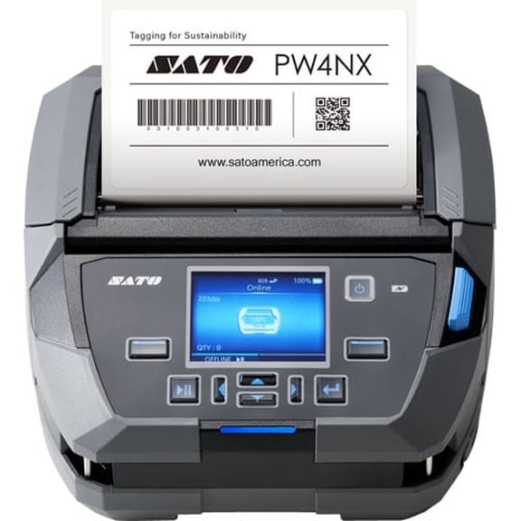 SATO PW4NX Mobile 4-Inch Thermal Label Printer NFC, Bluetooth & Wi-Fi, 203 dpi, Includes Protective Case WWPW41001