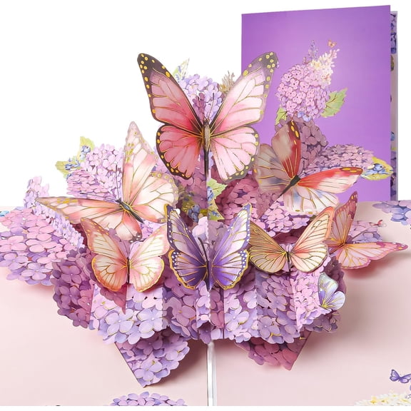 SATONA 3D Pop-Up Butterfly Greeting Card Elegant Floral and Butterfly Design with Gold Foil Details, Perfect for Birthdays, Anniversaries, Thank You Notes, All Occasions Includes Envelope