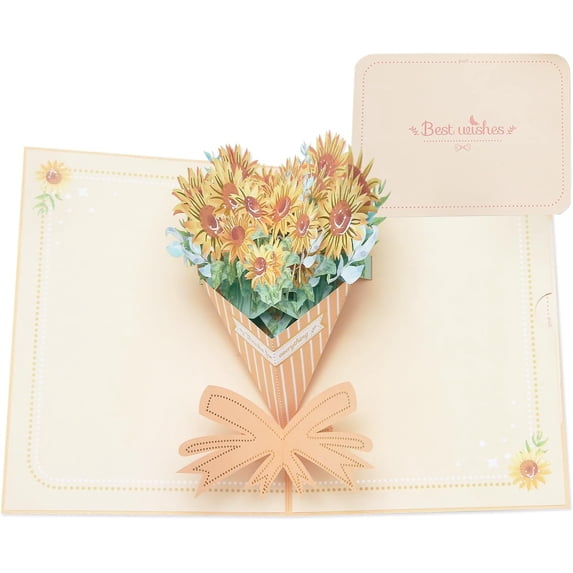 SATONA 3D Pop-Up Sunflower Bouquet Greeting Card, Floral Paper Design ...