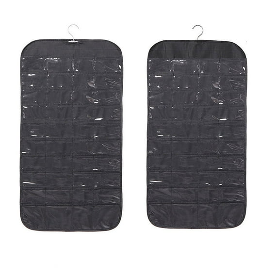 SATRINO 1-Pack Hanging Jewelry Organizer 80-Pocket Dual-sided Jewelry Storage for Earring Necklace Bracelet Ring and more, Black