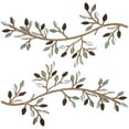 thumbnail image 1 of SATRINO 2 Pieces Metal Tree Leaf Wall Decor Vine Olive Branch Leaf Wall Art Living Room, Hallway Wall Decor Outdoor Decoration(Silver), 1 of 8