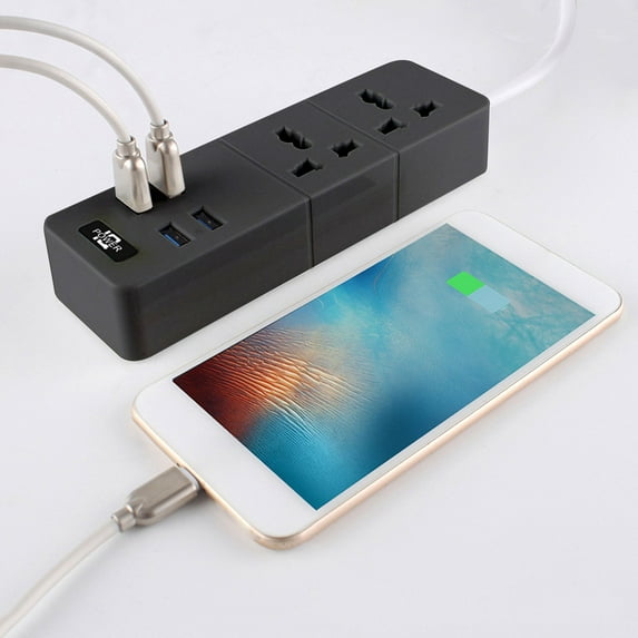 SATRINO 2 Prong Power Strip , Multi Plug Outlet Extender, Multiple Outlet Splitter(2 Sockets) and 4 USB Ports, Wall Adapter Surge Protector for Travel, Office, Black