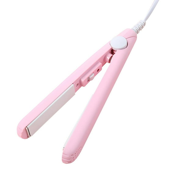 SATRINO 2024 New Pink Mini Ceramic Hair Curler & Straightener, 2-in-1 Curling Iron for Short and Fine Hair