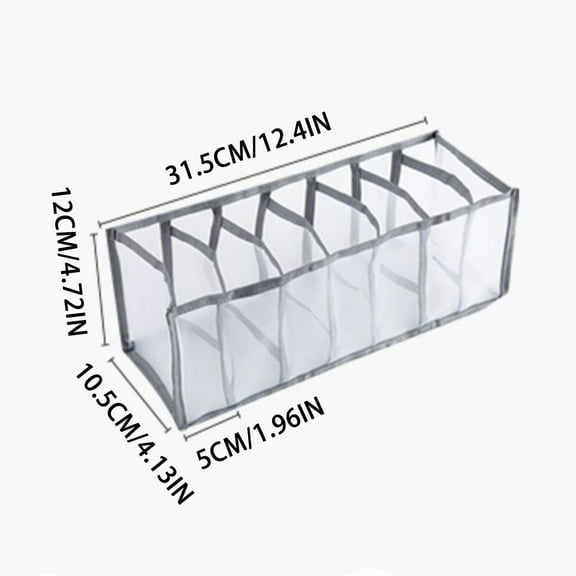 SATRINO 2Pcs Wardrobe Clothes Organizer, 7Grids Visible Foldable Closet Organizers, Compartment Storage Box with Mesh Separation, Washable Drawer Dividers Organizers for T-Shirt & Shirts (Shirts)