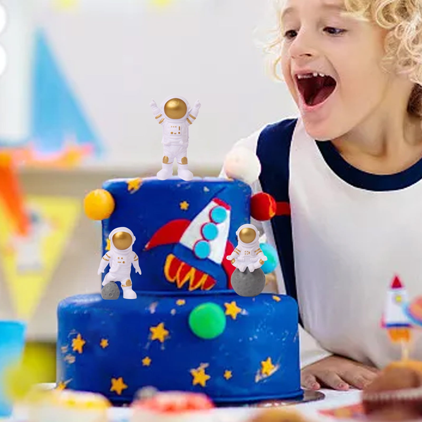 19 Pc Astronaut Cake Topper Set - Space Theme Birthday Party Decor With Stars & Foam Balls - View #5