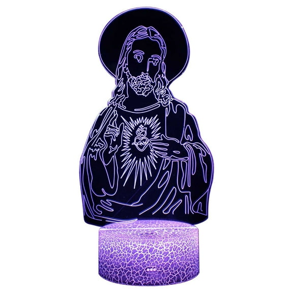 SATRINO 3D Illusion Lamp Virgin Mary Led Night Light, Changing USB Desk Lamps , Bedroom Decoration Table Lights for Kids Birthday Gifts