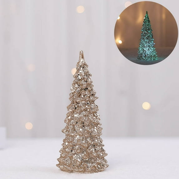 SATRINO Acrylic Christmas Tree Lamp, Enchanted Light Up Lights, 6.7 x 2.8 Inch Mini Christmas Tree with Lights for Room Table Decor
