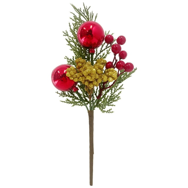 SATRINO Christmas Artificial Pine Branches with Red Berry Stems 12.2