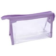 thumbnail image 1 of SATRINO Clear Makeup Bag for Women, Cosmetic Bags Travel Toiletry Bag, Makeup Brush Bag, Leather Makeup Case with Clear Windows & Gold Zippers(Purple), 1 of 7