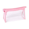 thumbnail image 1 of SATRINO Clear Makeup Bag for Women, Cosmetic Bags Travel Toiletry Bag, Makeup Brush Bag, Leather Makeup Case with Clear Windows & Gold Zippers(Pink), 1 of 1
