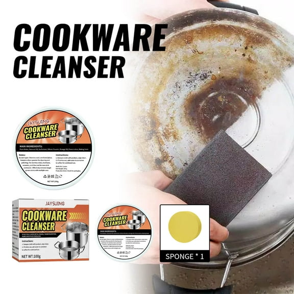 SATRINO Cookware Cleanser & Polish (1 Pcs) Stainless Steel Cleaner & Degreaser for Pots, Pans, Bakeware & Grills - Removes Sticky Residue, Rust Stains & Lime Deposits