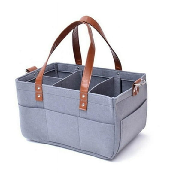 SATRINO Diaper Caddy - Nursery Storage Bin and Car Organizer for Diapers and Baby Wipes - Grey, Regular