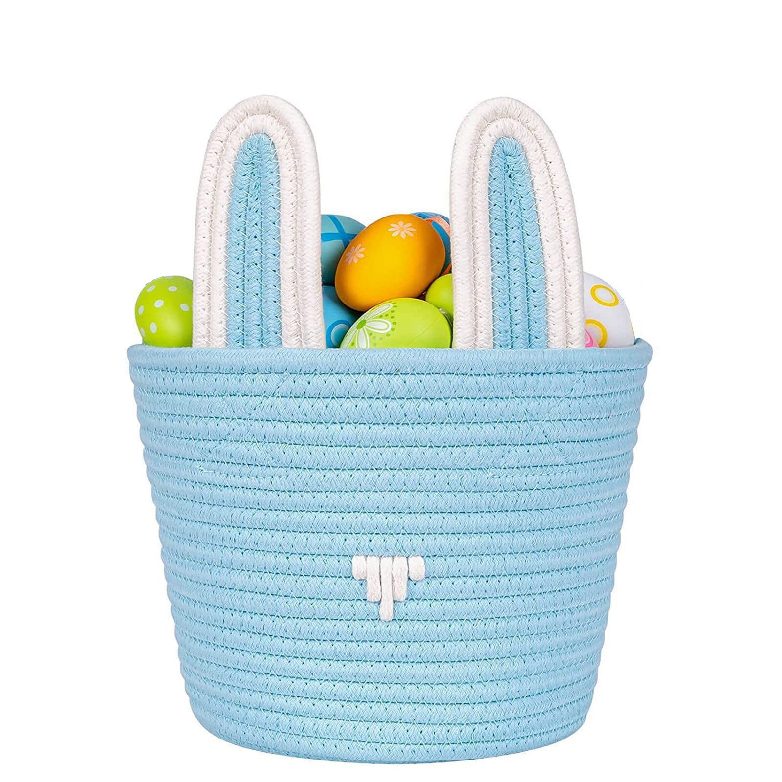 SATRINO Easter Basket, Empty Easter Baskets Essentials for Kids Boys Girls with Bunny Tag Egg Basket Eater Gifts for Toddler Teens Babys First Easter Basket
