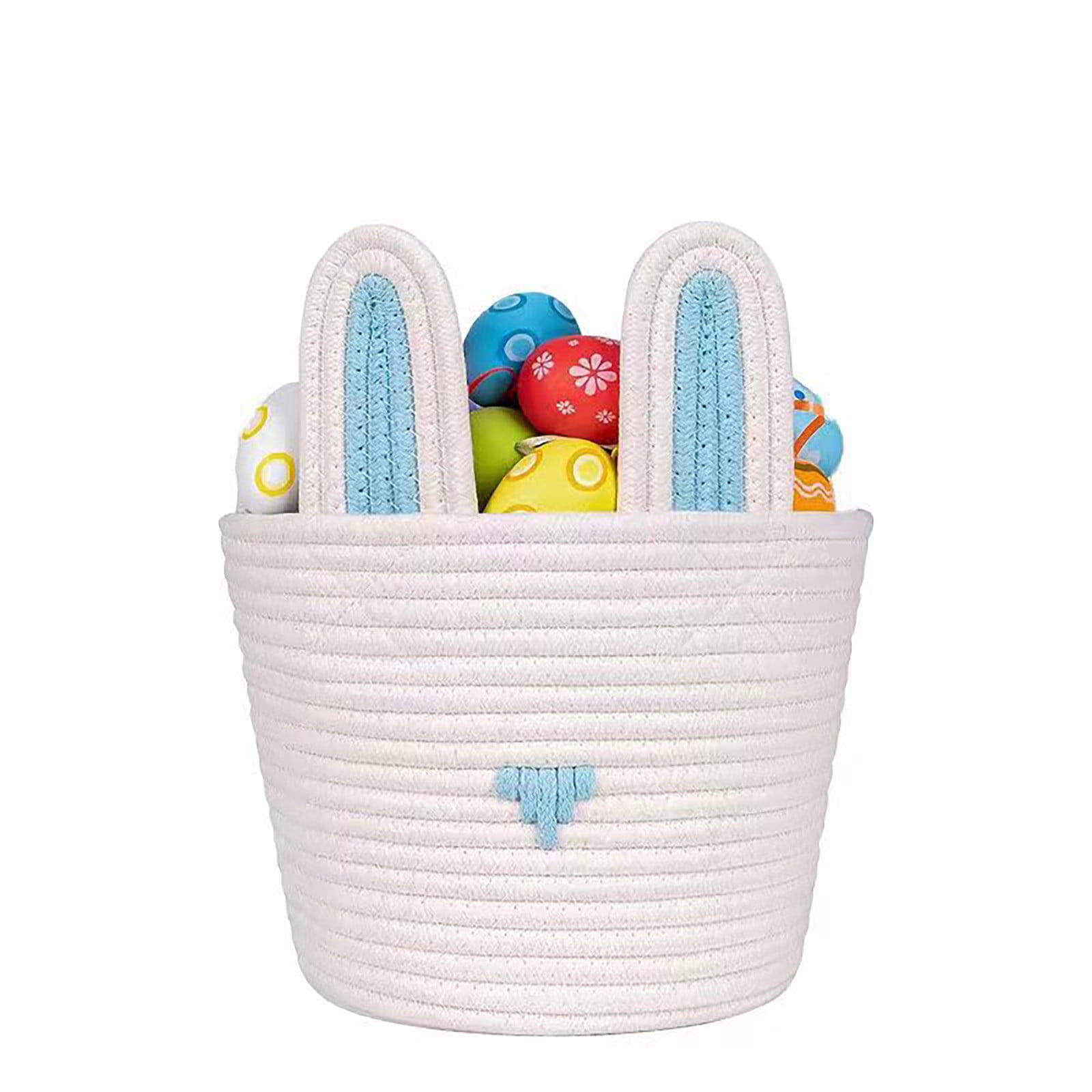 SATRINO Easter Basket, Empty Easter Baskets Essentials for Kids Boys Girls with Bunny Tag Egg Basket Eater Gifts for Toddler Teens Babys First Easter Basket