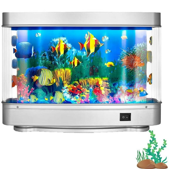 SATRINO Fish Lamp Decor Fake Fish Tank Mini Aquarium Artificial Fish Tank With Moving Fish Sensory Lamp