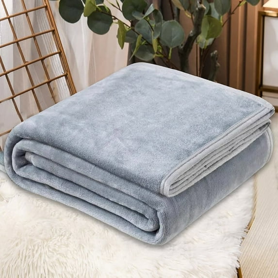 SATRINO Fleece Blanket - 27.5"x39.3" - Lightweight Blanket for Bed, Sofa, Couch, Camping, and Travel - Microplush - Ultra Soft Warm Blanket (Gray)