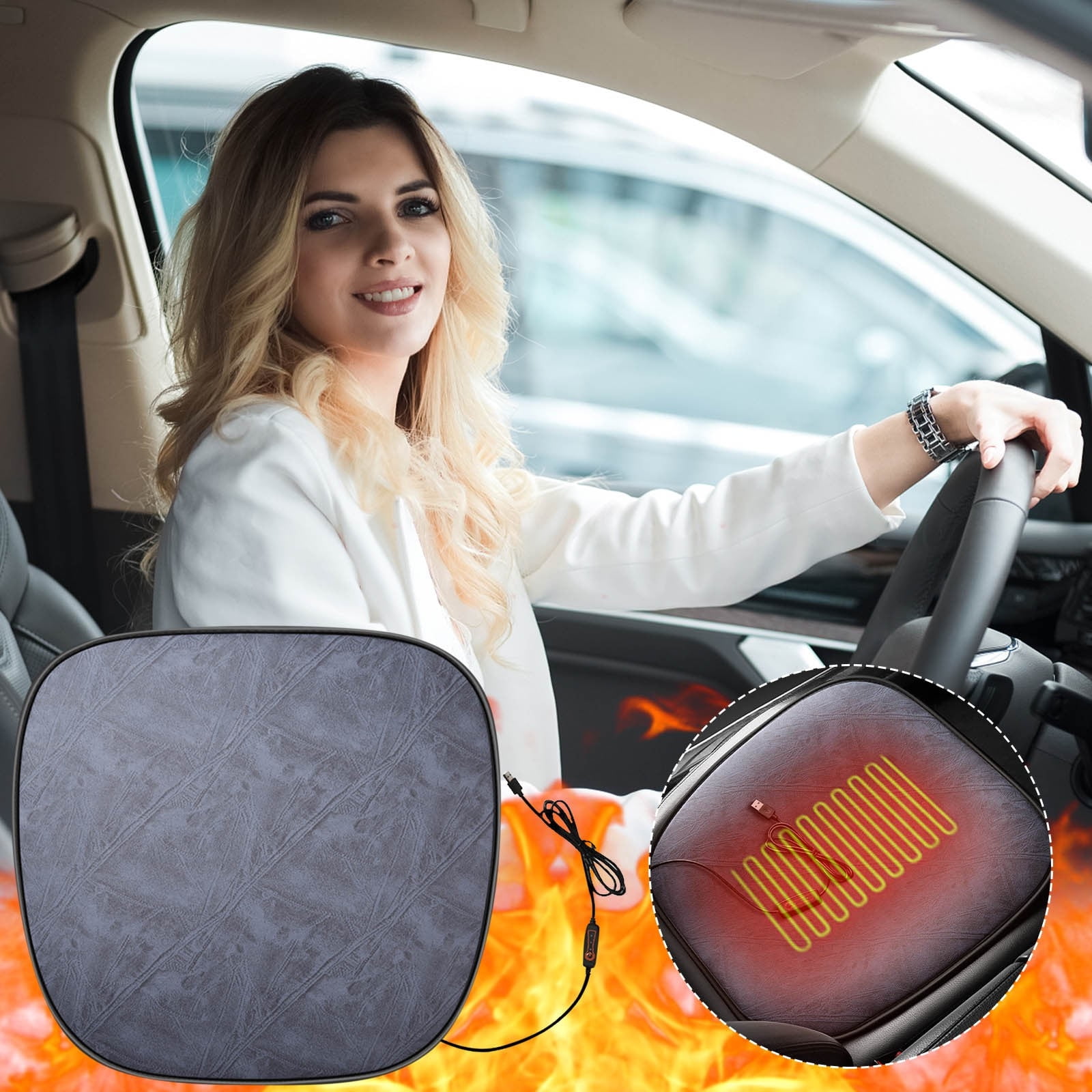 SATRINO Foldable Heated Seat Cushion for Hips, Heating Chair Pad, 3