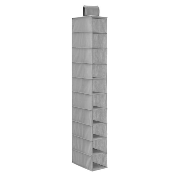 SATRINO Hanging Shoe Organizer for Closet with Side Mesh Pockets，Hat Racks for Baseball Caps，Shoe and Hat Holder & Storage，10-Shelf，Grey，1 Pack