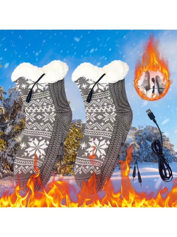 Heated Socks for Men Women with 5V 4000mAh Rechargeable Battery Powered Machine Washable Thermal Heating Socks Electric Foot Warmer Winter Outdoor Skiing Hunting Camping