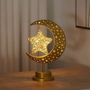 SATRINO LED Moon Table Lamp Battery Operated Decorative Star Lamp Magic Half Moon Night Light Ramadan Decorations Bedside Lamp for Home Bedroom Office Party Holiday Warm Moonlight Gift