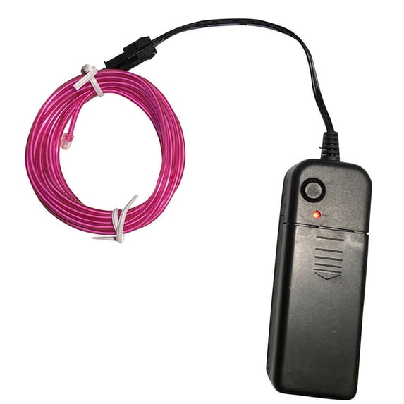 SATRINO LED Neon Light 16.4ft/5m, Portable Hot Pink EL Wire Glowing Rope Lights LED Strips String Light with Battery Controller for Halloween Decorations Party Favor Festival Car DIY Clothes Decor