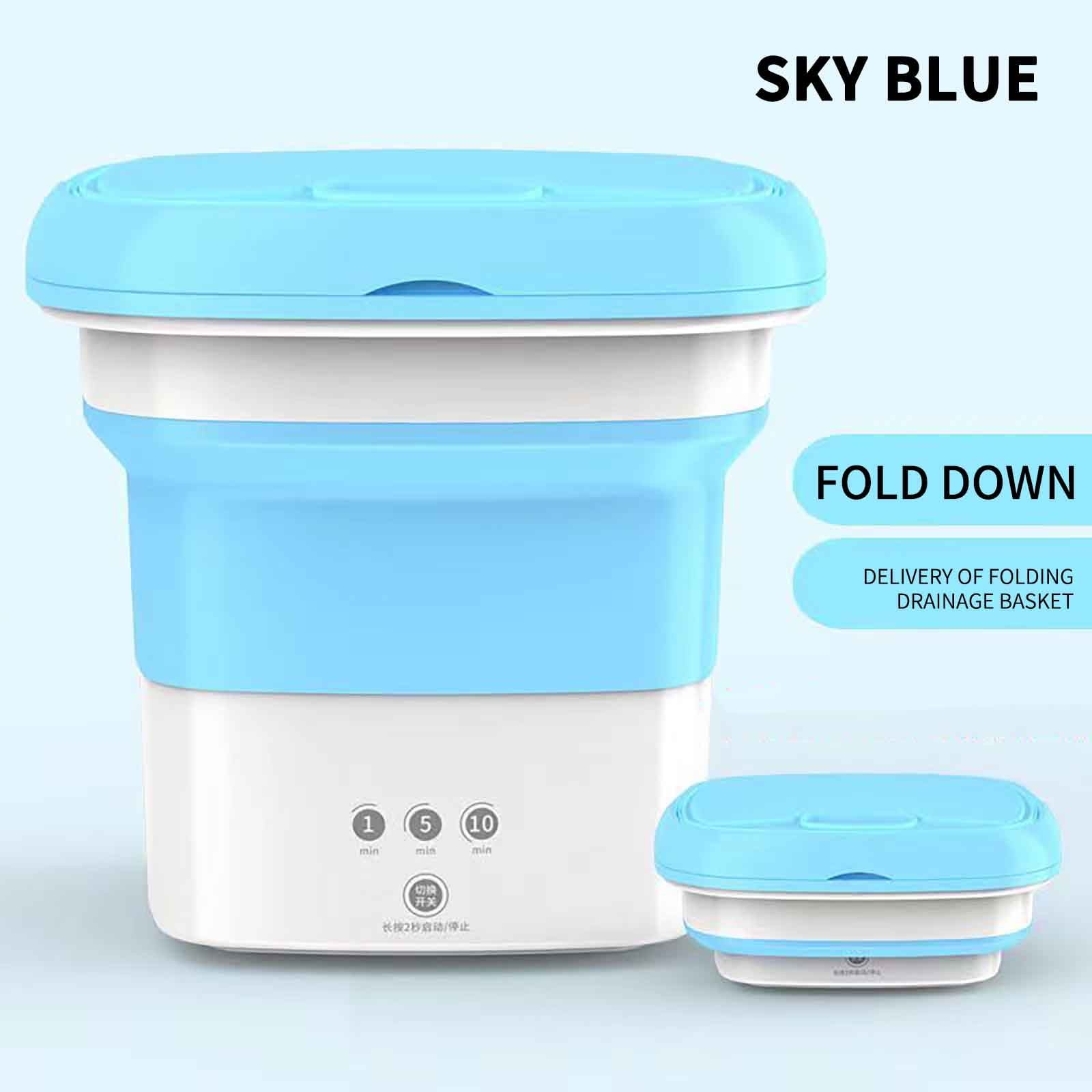 SATRINO Mini Portable Washing Machine - Automatic Foldable Washing machine with Blue Light- For Underwear, Socks, Baby Clothes, Towels - Collapsible Washing Machine for Travel,Camping, Dorm, RV