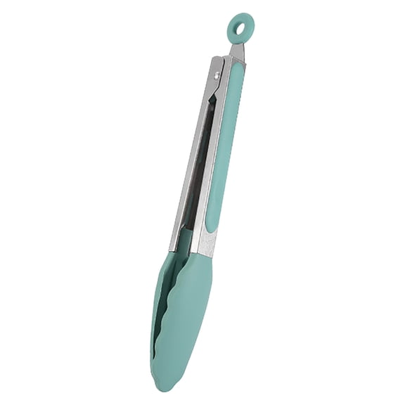 SATRINO Mini Silicone Kitchen Tongs for Cooking - 7-Inch Small Serving Tongs with Silicone Tips, Set of 1 (Mint Green)