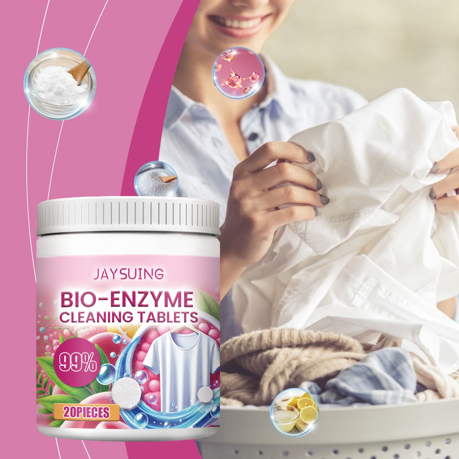 SATRINO Odor Remover Unscented Enzymatic Clothes Stain Cleaner Powder, Natural Deodorizer with