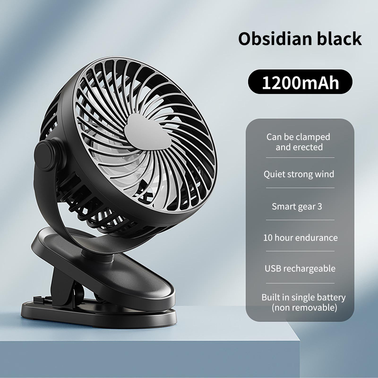 SATRINO 8" 4-Speed Portable Rechargeable USB Clip-On Fan