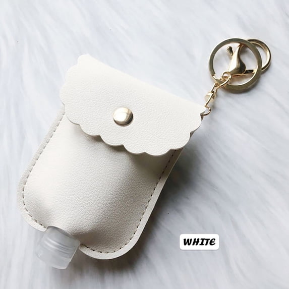 SATRINO Portable Empty Travel Bottle Keychain Hand Sanitizer Bottle Holder 1 Pack 1oz / 30ml Small Squeeze Bottle Refillable Containers for Toiletry Shampoo Lotion Soap (White)