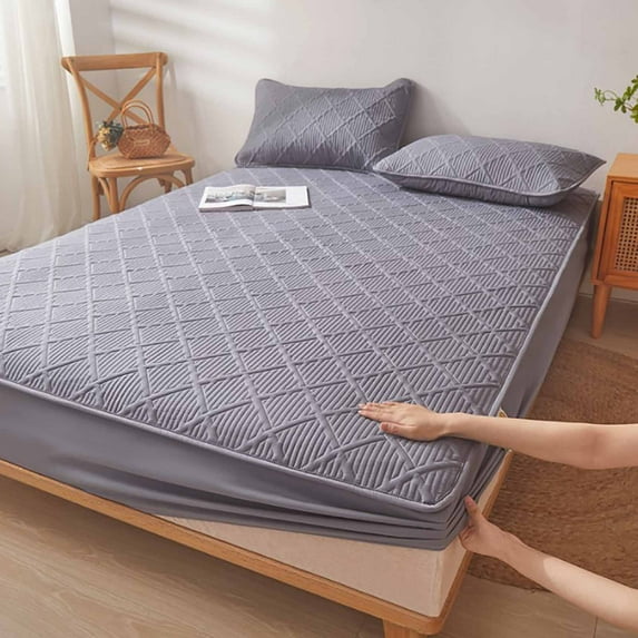 SATRINO Queen Mattress Cover Waterproof, Quilted Fitted Mattress Pad Protector with Deep Pocket Up to 12 Inches, Breathable Soft Hollow Cotton Filling Mattress Topper for Queen Size Bed