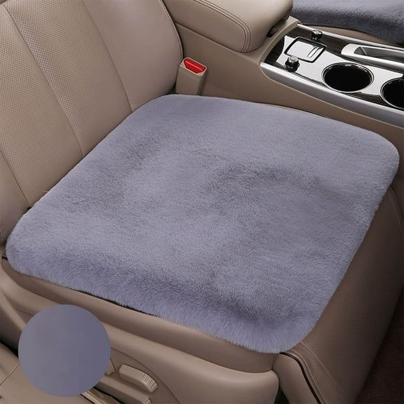SATRINO Sheepskin Car Seat Cushion, Comfortable Soft Fur Wool Auto Front Seat Cover, Vehicle Seat Protector Pad for Warm Winter Office Chair, Universal Decor Car Accessories (Grey)